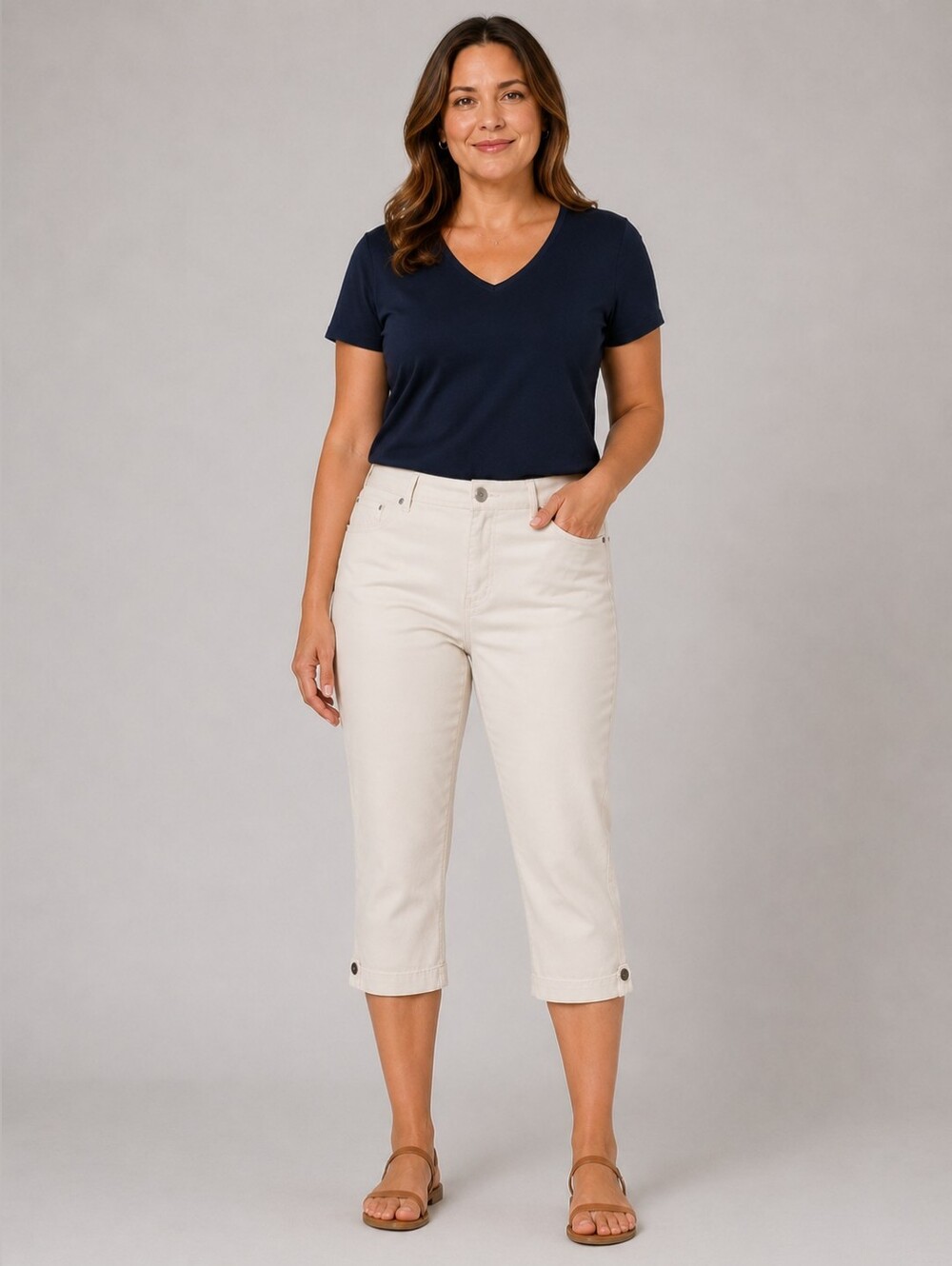 Gloria Vanderbilt White Slimming Effect Capri Pants
